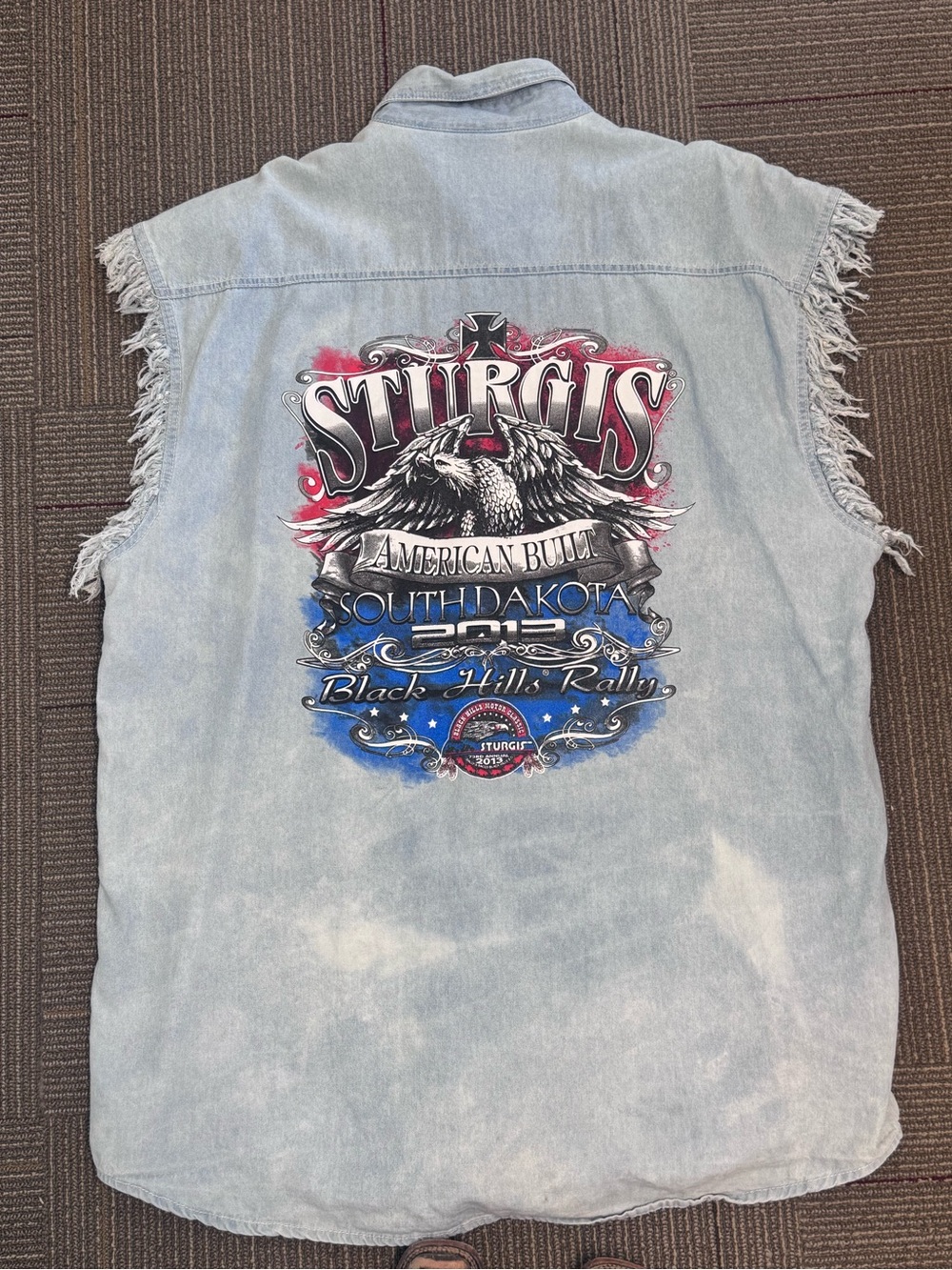 🏍️ Sturgis Black Hills Rally 2013 Sleeveless Denim Shirt – 4XL